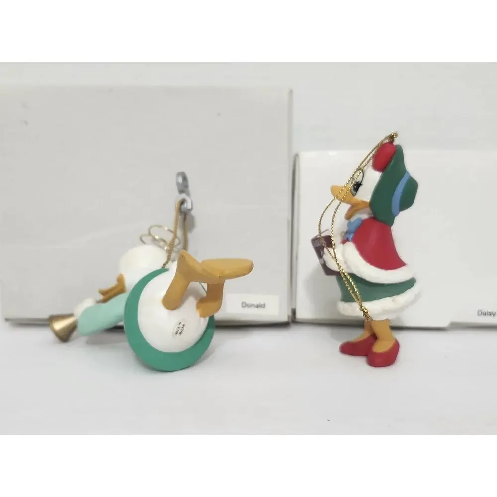 Vintage Disney Donald & Daisy Duck Christmas Ornament Pair Boxed Tree Set